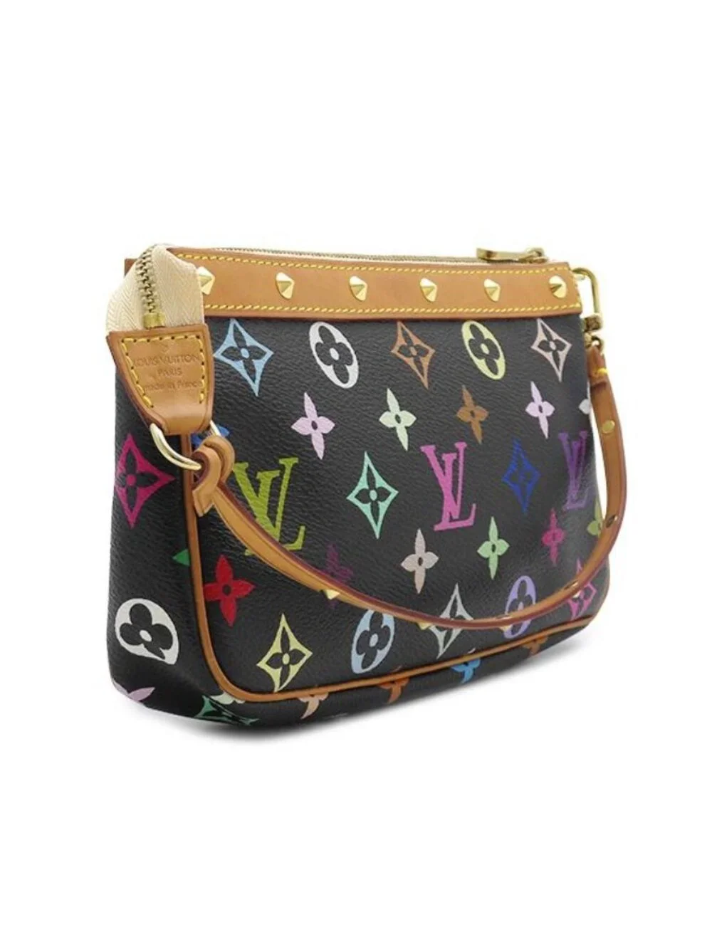 Louis Vuitton Pouch Pochette Accessoires Monogram Canvas Multicolor Noir Gold